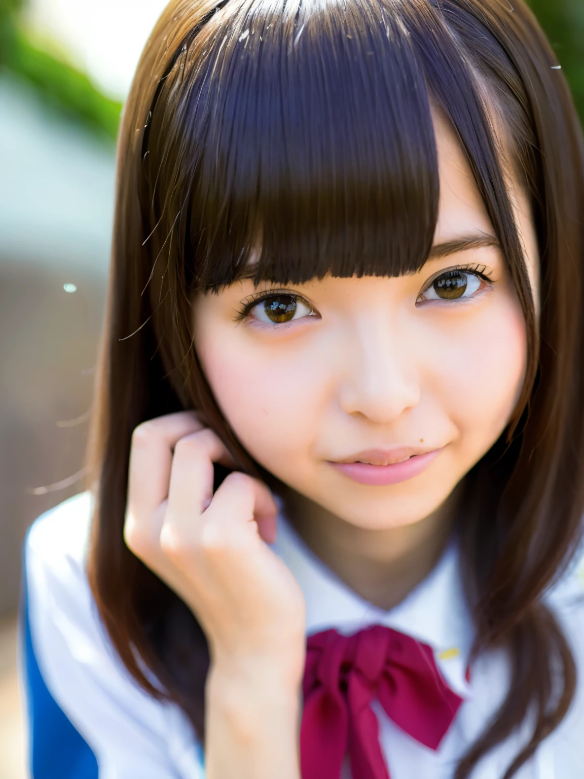 1 girl, 一人in,(highest quality),(masterpiece:1.1), whole body, looking for_in_viewer, dynamic angle, school uniform, cute, beautiful facial skin,