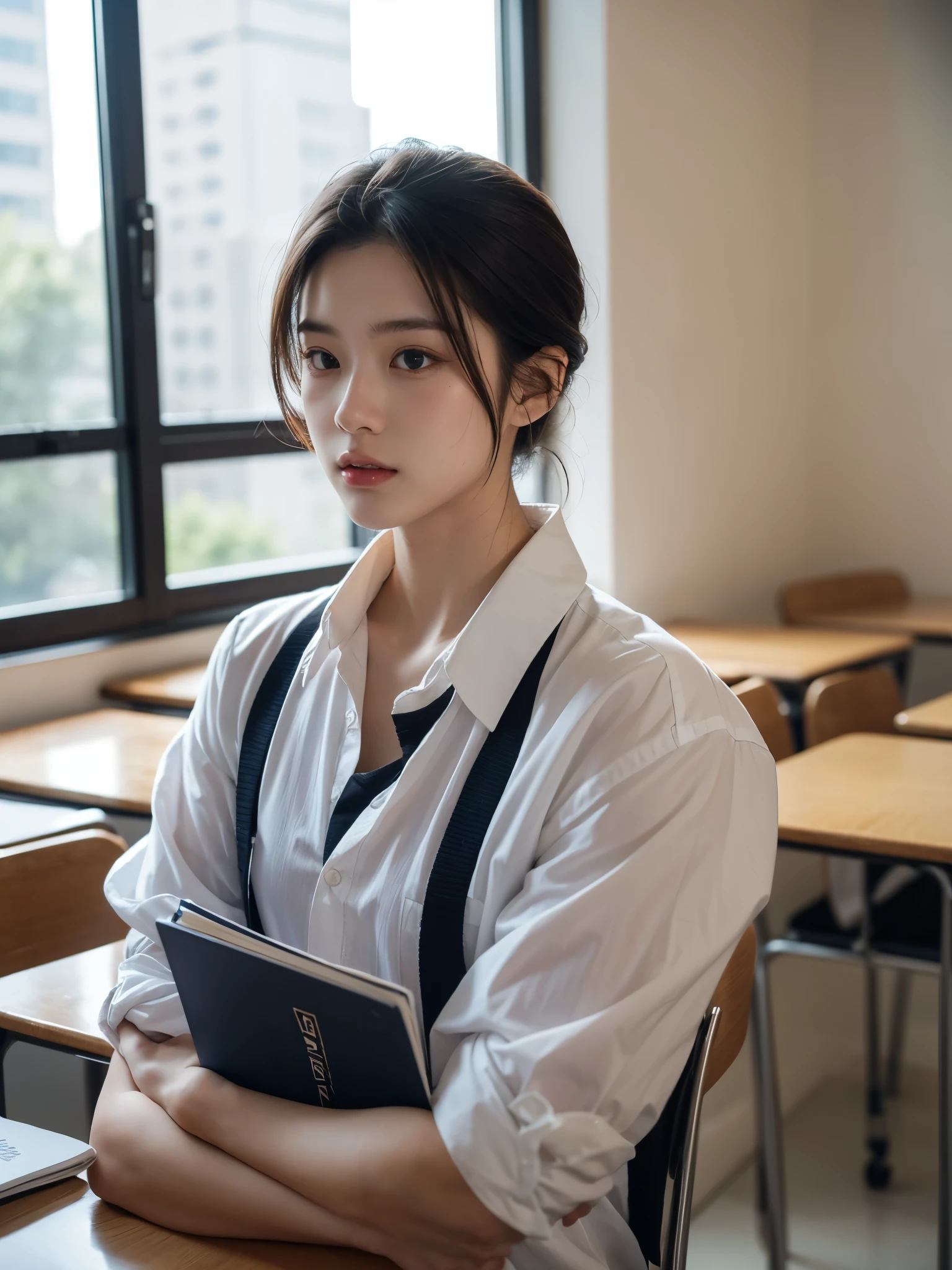 boy, y.o, handsome, slick back, shirt, school, classroom