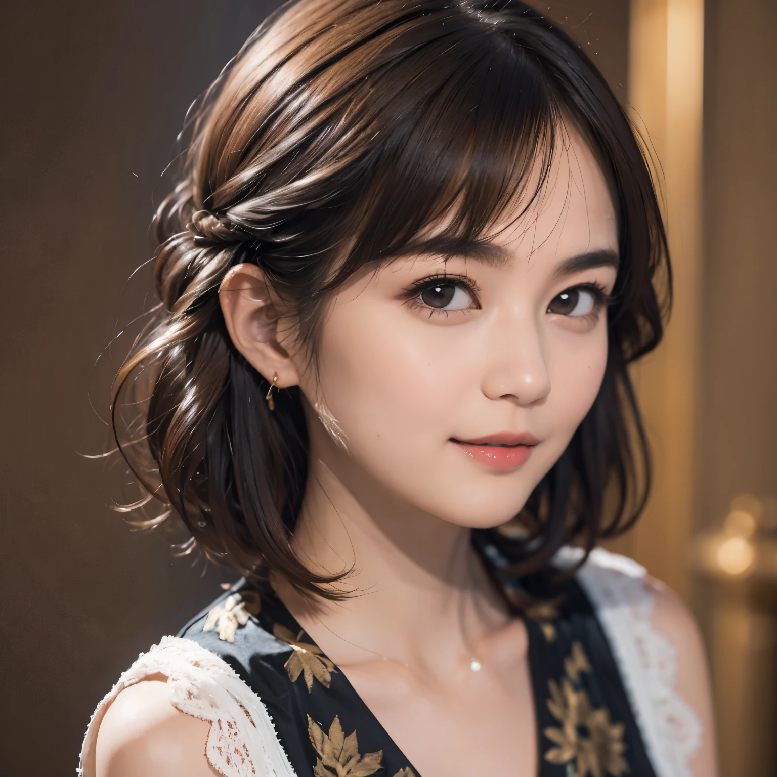 145
(20 year old woman,Animal print costume), (Super realistic), (high resolution), ((beautiful hairstyle 46)), ((short hair:1.46)), (gentle smile), (brest:1.1), (lipstick)