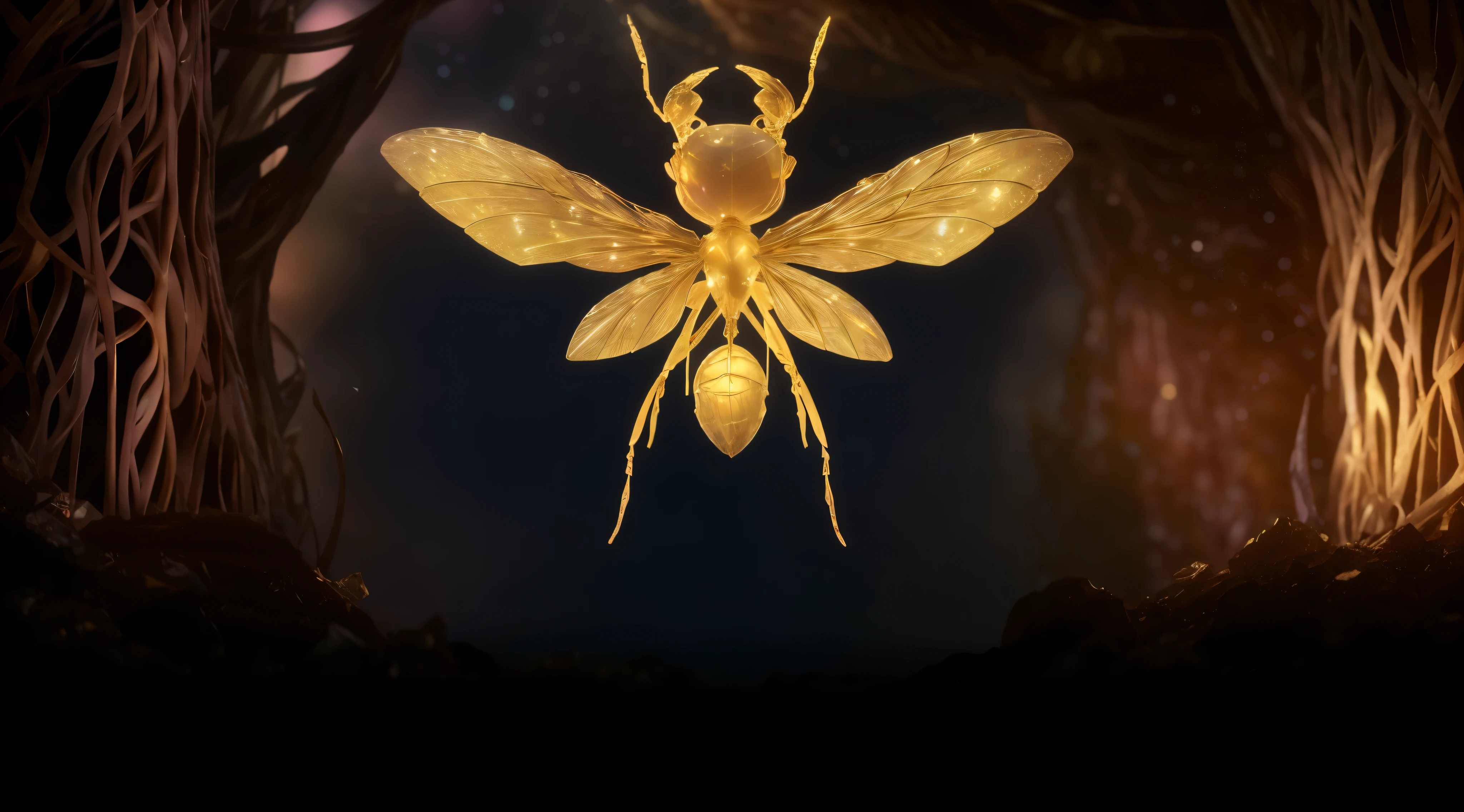 Crystal Ant,crystal wings, fantasy, galaxy, Clean, shining, shining, splendor, colorful, amazing cinematography, dramatic lighting, photorealism, super detailed, 4K, depth of field, high resolution