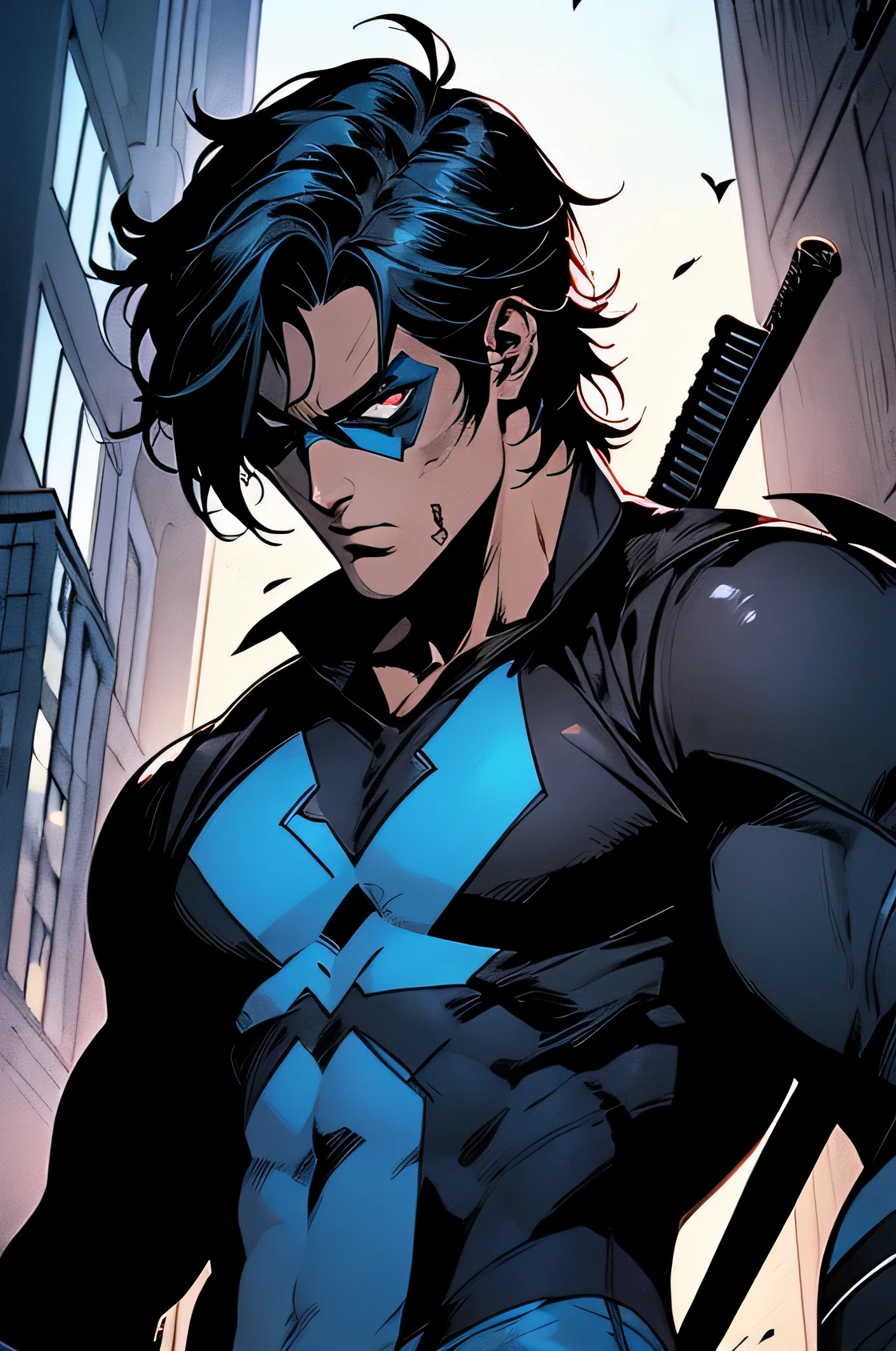 An apocalypse zombie survival looking nightwing from dc comics