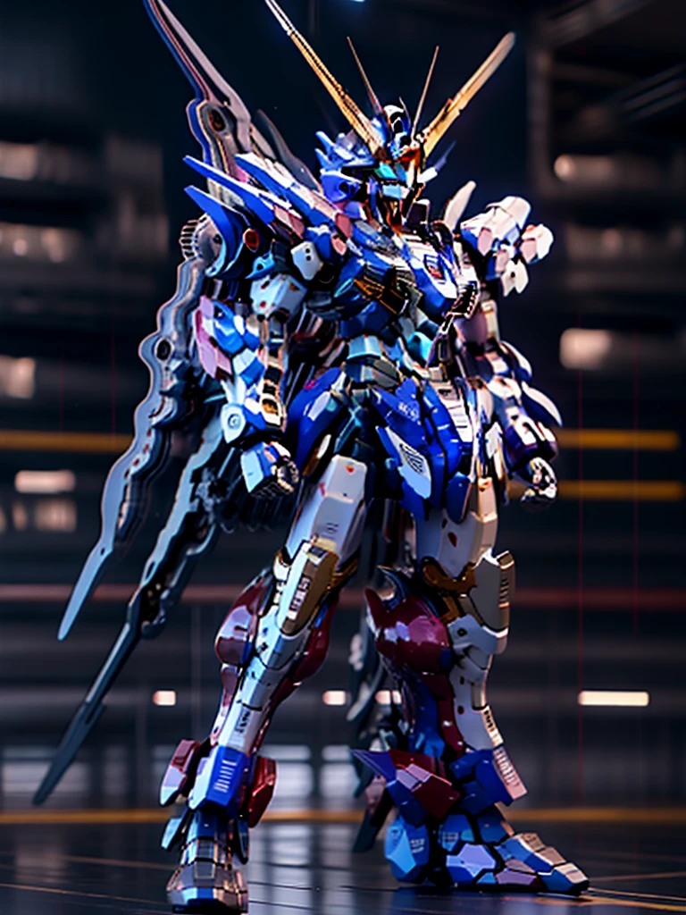 New launch century Gundam X、big moon、lake surface、standing in water、floating、Satellite Cannon、Beautiful scenery、high resolution、Beautiful night sky、Multicolored light、Clean light、large on the back4Feathers、water surface、standing on tiptoe、carrying a large cannon on his back、超high resolution、4K、gundam x、countless stars々、overlooking、