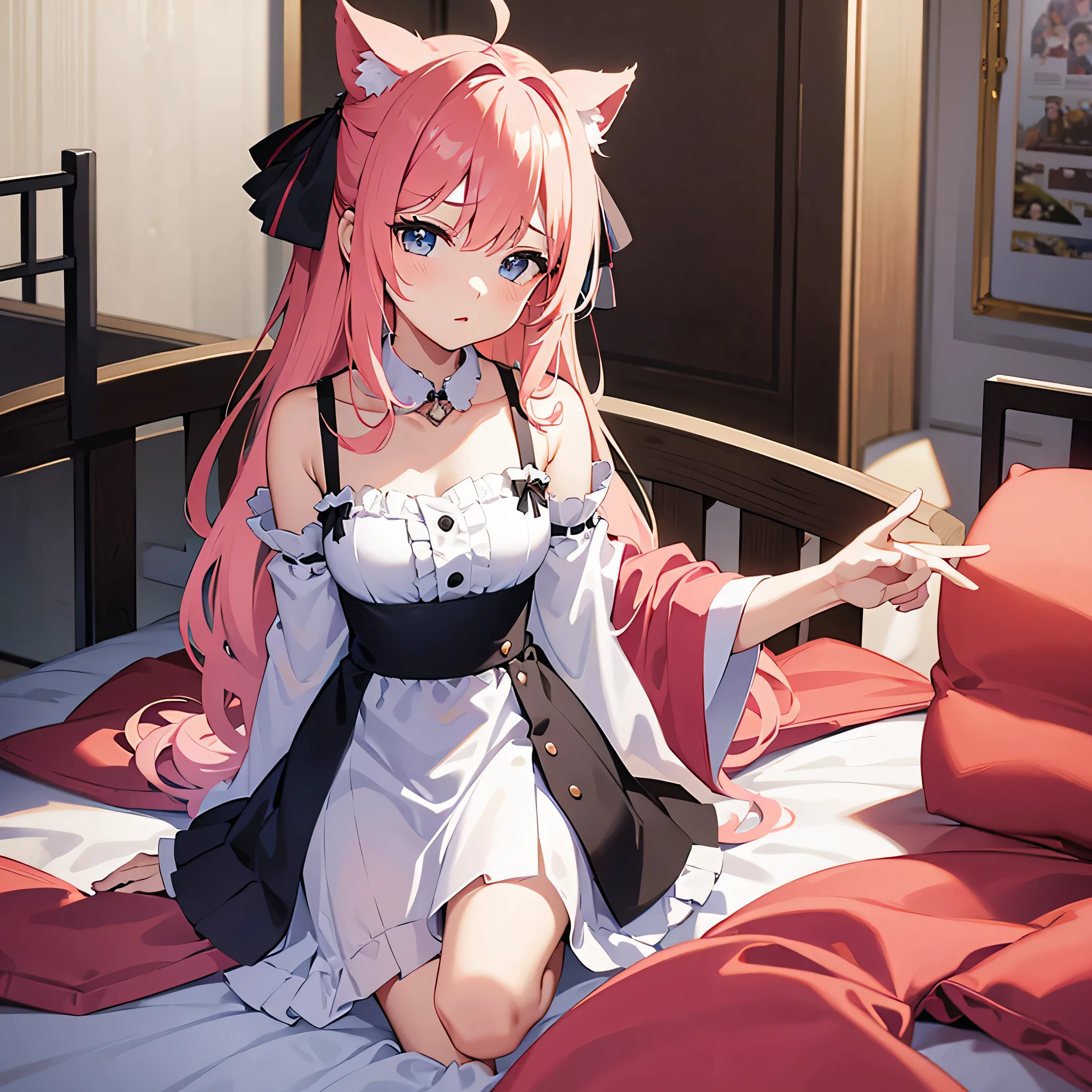 sleepeace, 1girl, pajamas, bigg red moon light,, ultra_detailed:1.2