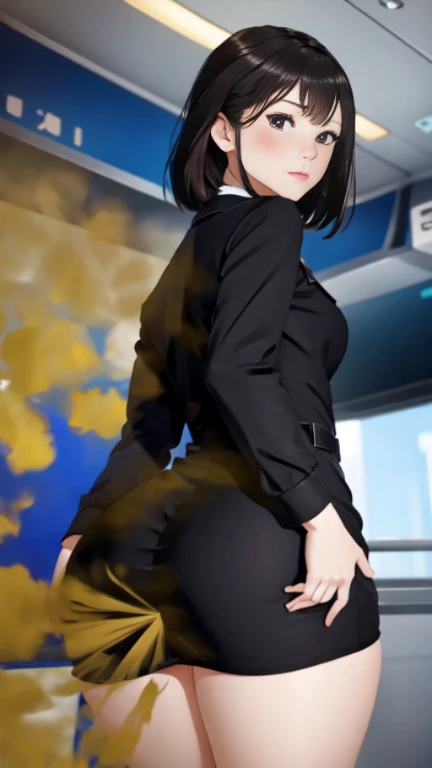 巨作、最好质量、1girl in、Young girl、Brown-eyed、shorth hair、Happy smiling face、shinny skin、(Nice leg line:1.3)、thin-waist、huge breasts
BREAK
school uniform、necktie、(pencil skirts)、high heels
break
(((Zashiki))),depth of field,watch audience,squatting down,from behind and be,Upper body body,Sexy legs、((((nights)))).