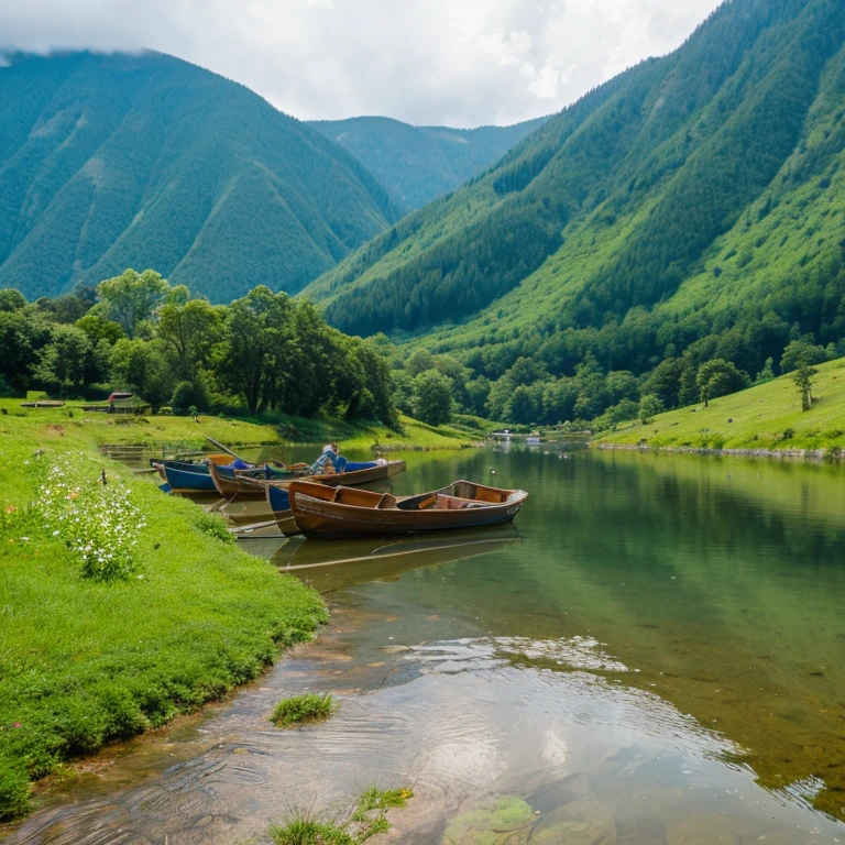 Water,mountain,boat