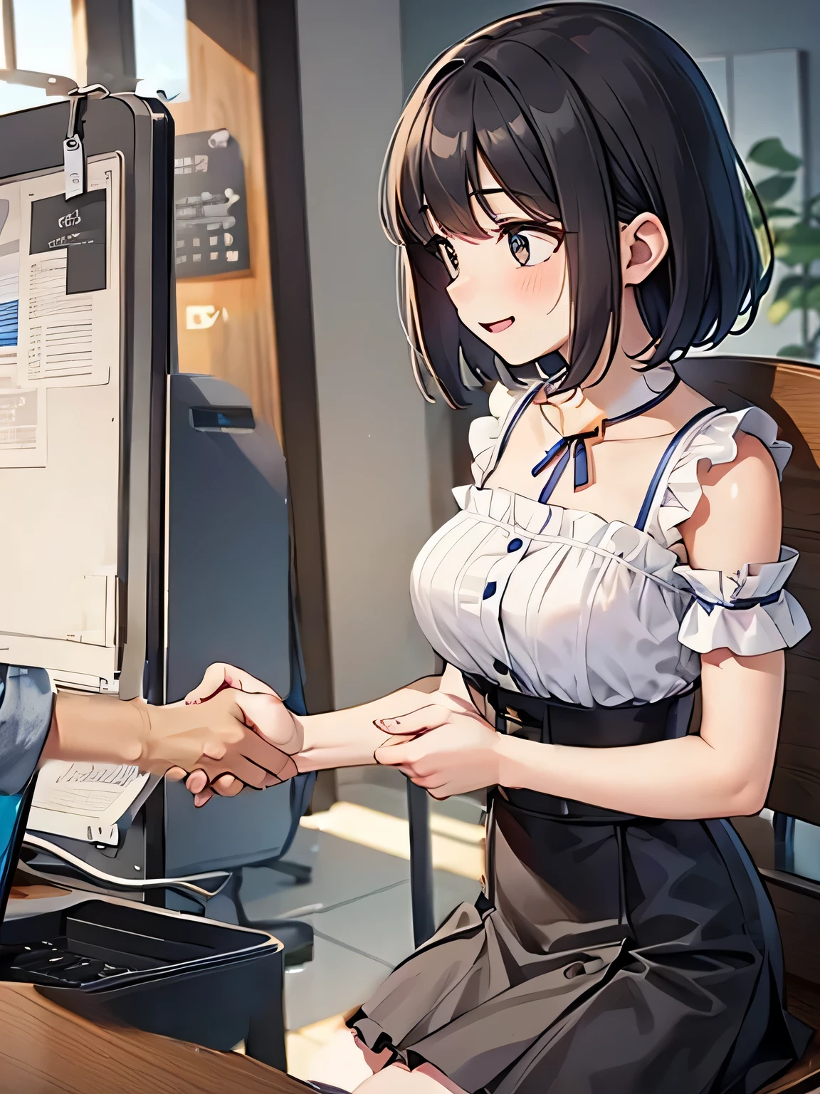 NSFW,Hololive,natsuiro matsuri,One Side Ponytail,Sleeveless,Micro Mini Skirt,pantyhose,Embarrassed,blush,train,(Perfect hands),(Perfect Anatomy),(masterpiece),(highest quality),One man,Being molested,Being touched on the buttocks