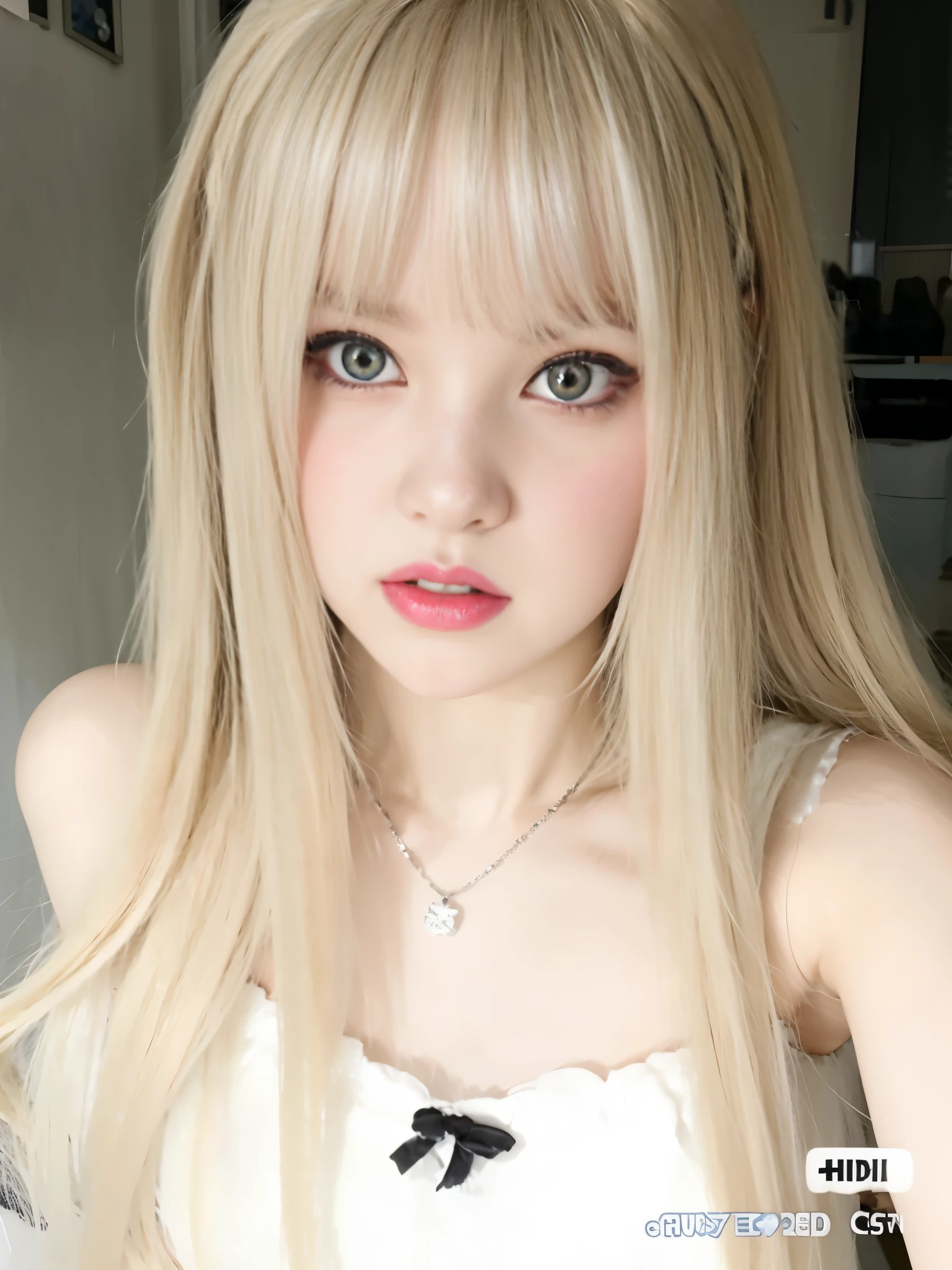 EUNHA FROM VIVIZ, fotorrealista, Ultra HD | | | | | | | | | |, qualidade 8k, silver hair, ribbons, hairstyle with braids