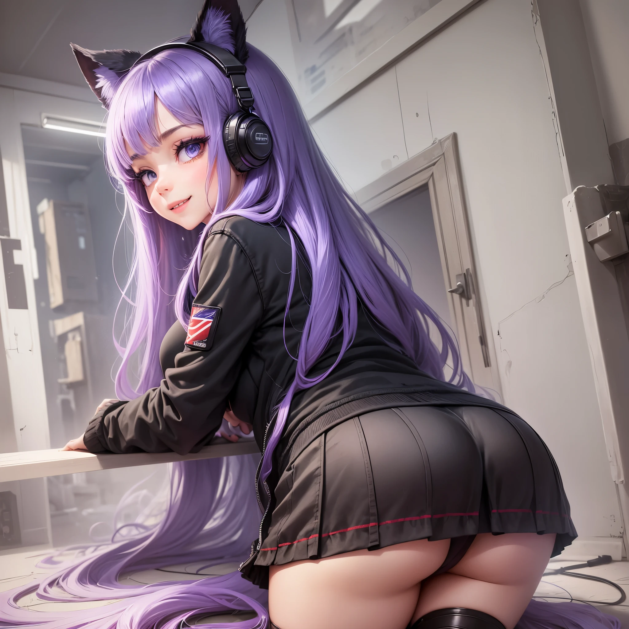 ((AnythingElse - v4.5 )), (Evil smile - Gesugao - v2.0)10s 1girl ass bent_over blackpanties danganronpa(series) danganronpa:_trigger_happy_havoc image_sample kirigiri_kyoko looking_back makiri_akira panties presenting purple_eyes purple_hair solo underwea --auto --s2