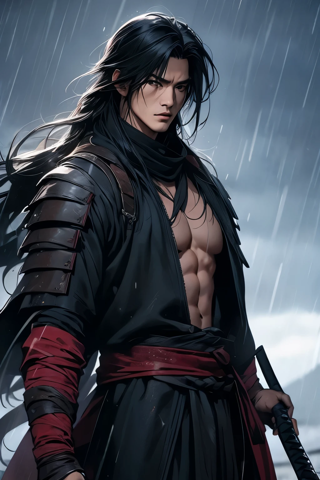 An apocalypse survival character looking Rain from ninja assassin movie