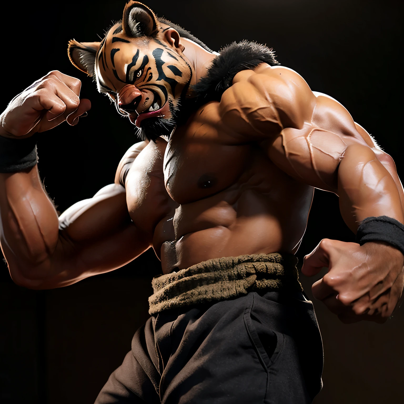 tiger orc,,肌muscular硕,muscular,black,Gym,