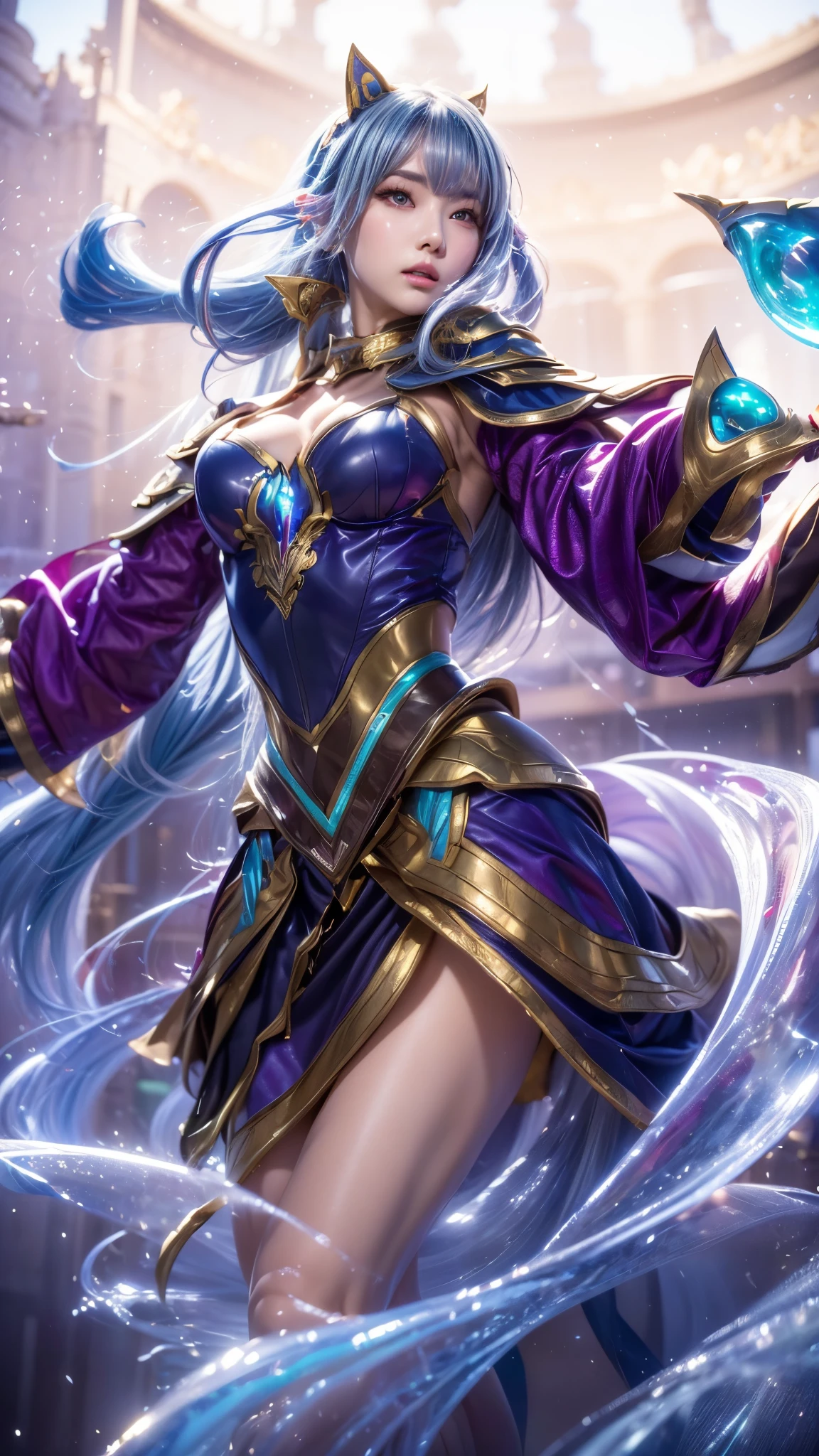 a close up of a woman extreme realistic , irelia, orianna, extremely detailed artgerm, official splash art, ashe, beautiful celestial mage, ig model | artgerm, style artgerm, splash art, seraphine ahri kda, artgerm lau, ! dream artgerm, inspired by Shen Zhou