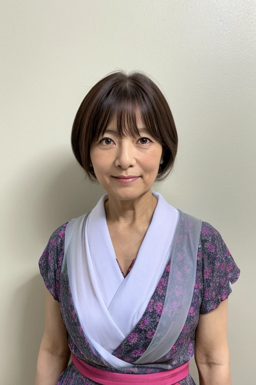 Japanese　50 year old woman　double　body whole　clear