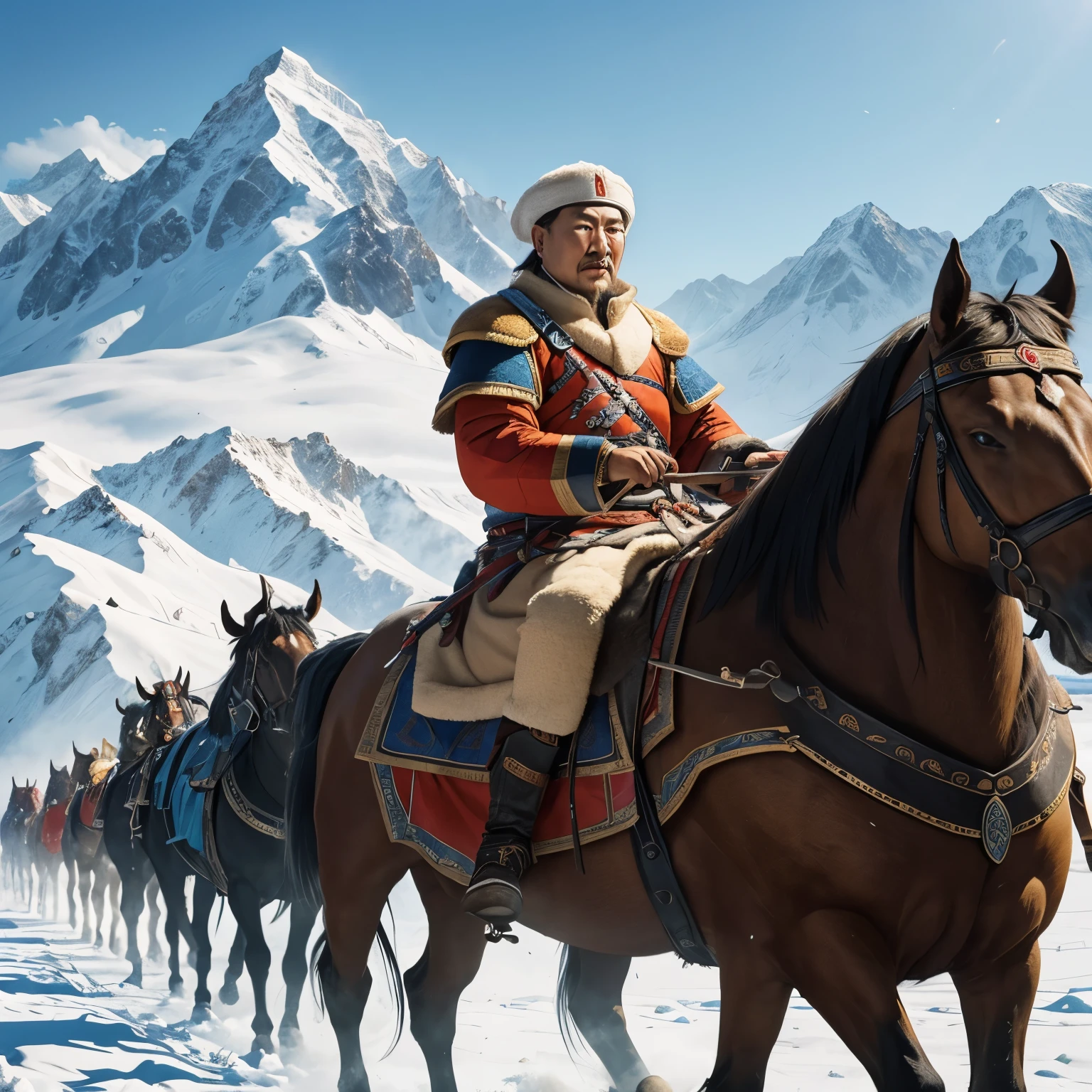Genghis Khan&#39;s expedition**: Founded the Mongol Empire、The story of Genghis Khan who conquered vast territories。Describe his tactics and journey to conquest。
