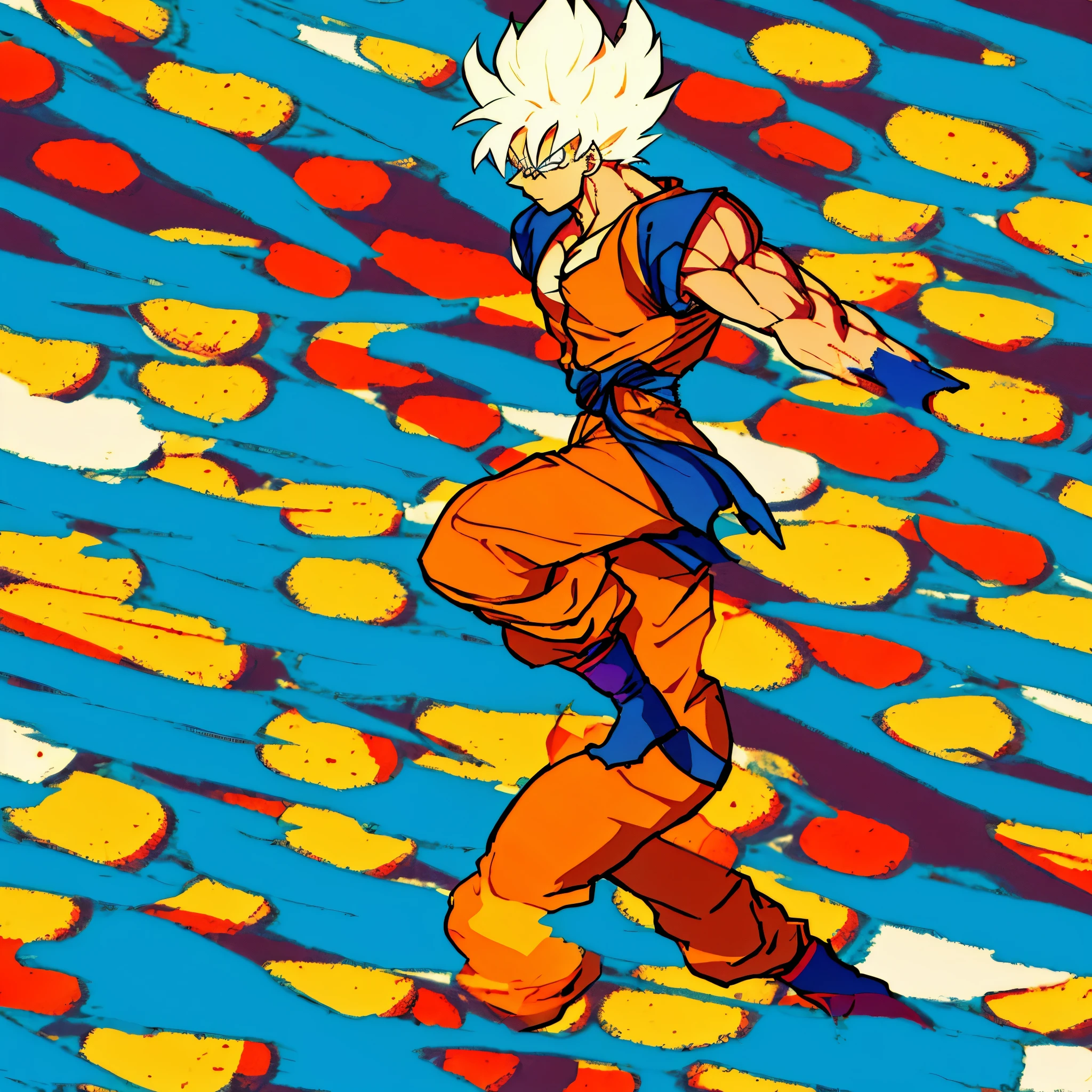 Son Goku com a camisa rasgada, carrying Saitama from One Punch Man unconscious with one arm
