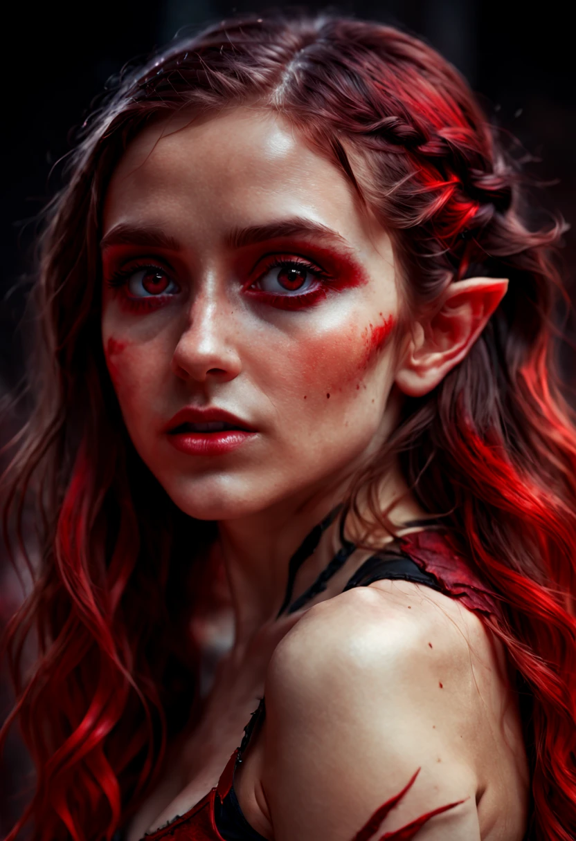 a Beautiful Elf, Elf ear, (moonlit ancient city), castle, outdoors, sky, cloud, water, strong contrast, neon, rgb style, long hair, detailed eyes, Romance, film grain, RAW photo, Cinematic lighting, octane render, (best quality, masterpiece, Representative work, official art, Professional, 8k:1.3)