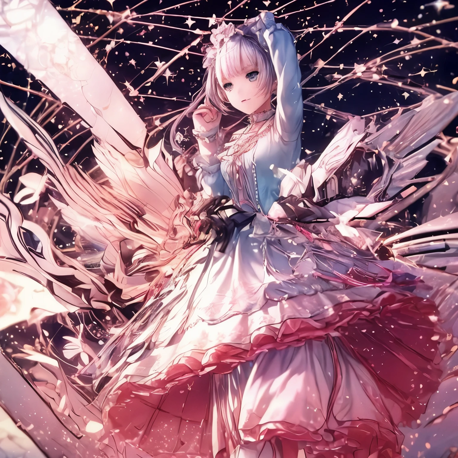 (highest quality:1.4),(masterpiece:1.4),super detailed,8K,cg,exquisite,Upper body,Lonely,thumb girl,Little Princess,flowing coat dress,garden background,detailed facial features,long curly hair,Almond Eyes,Delicate eye makeup,long fluttering eyelashes,Sparkling starry eyes,and a starry gaze, intricate lip details,soft and harmonious style.