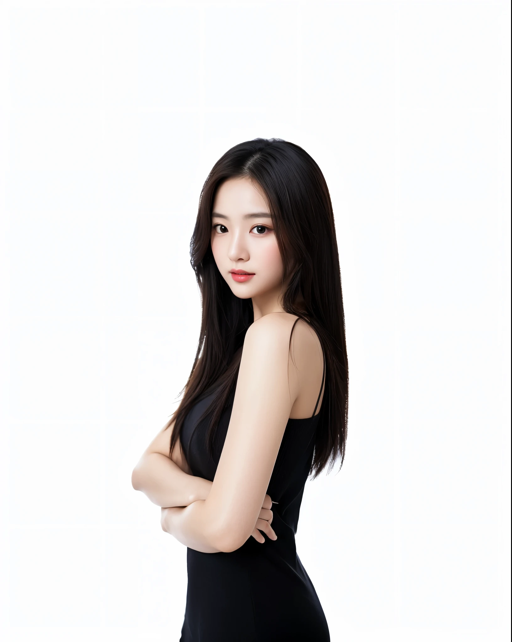 korean girl, very beautiful face, (photo realistic:1.4),(masterpiece, 4K, best quality, ultra detailed),studio shoot,pictorial,photography,realistic eyes, Ultra-Detailed Face, Detailed Lips, normal hand, glossy lips, glossy face, simple background