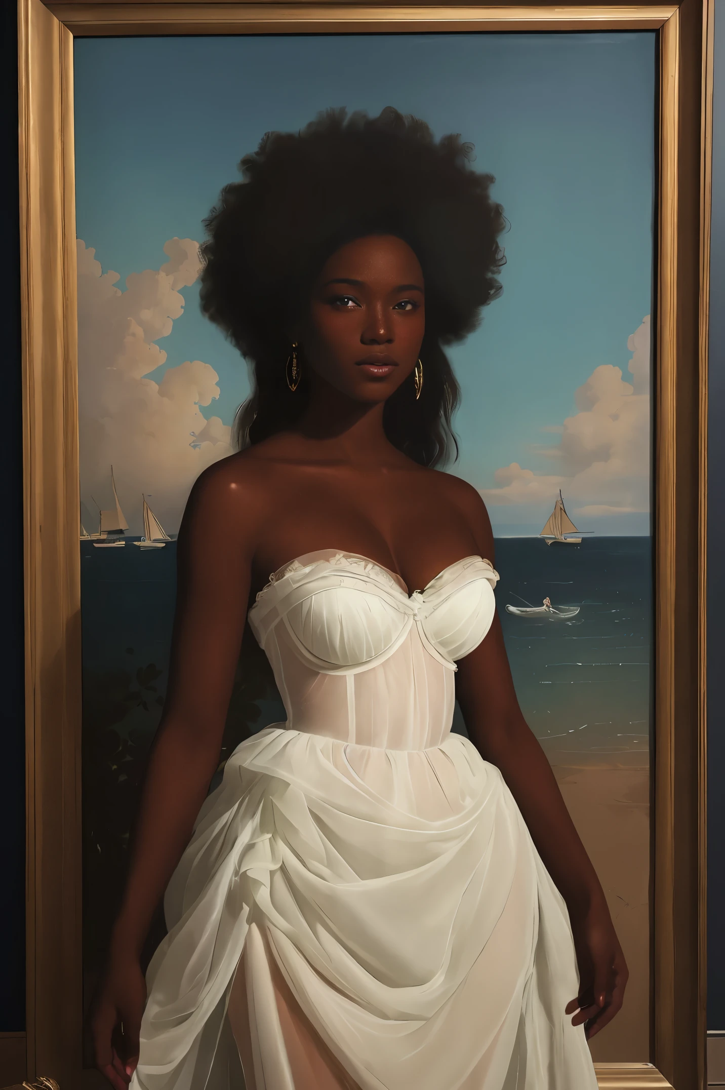 The Birth of Venus with ebony skin wearing a sheer dress, Paintings by Vigée Leblanc