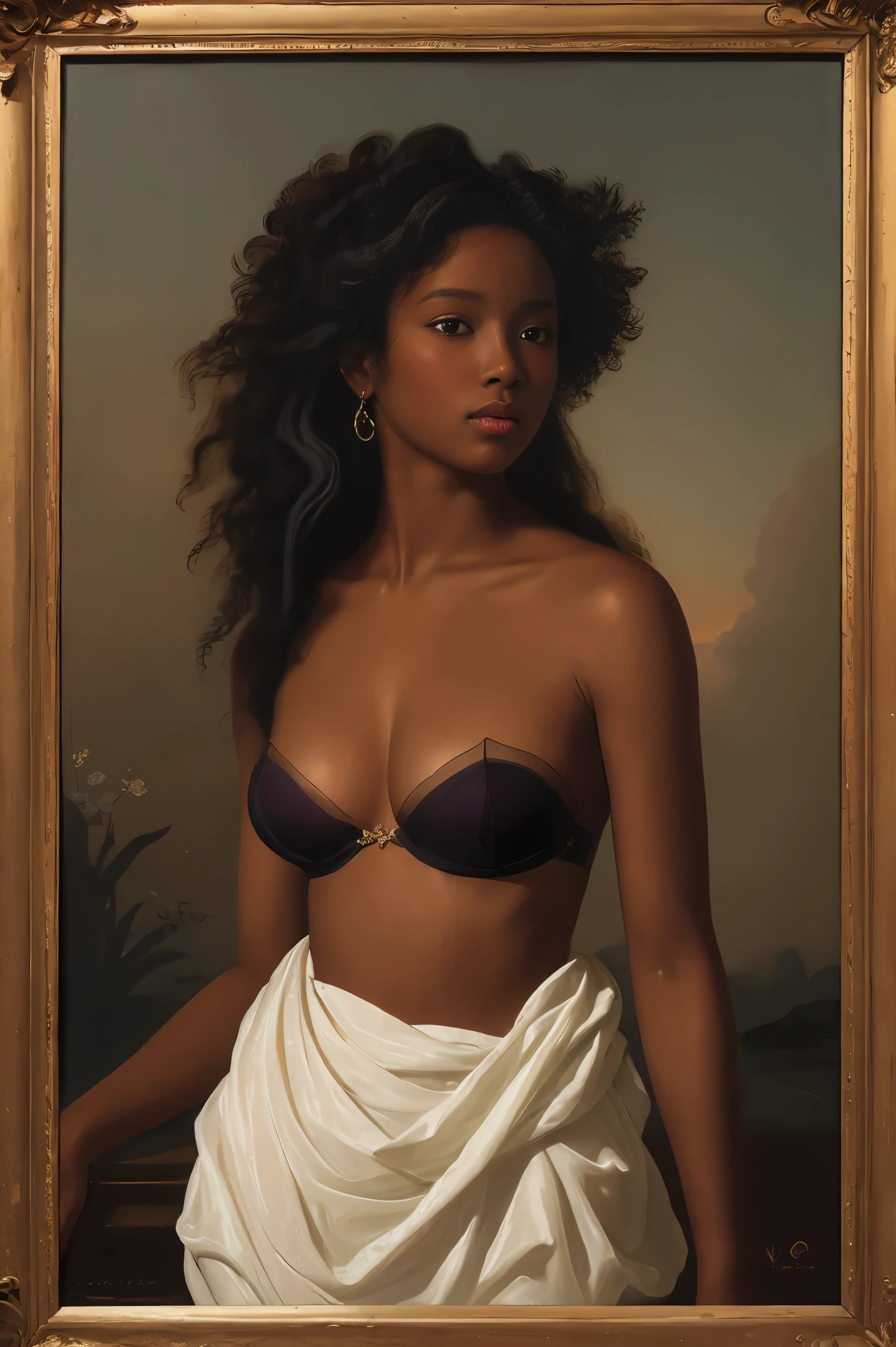 The Birth of Venus with ebony skin wearing a sheer dress, beautiful, Paintings by Vigée Leblanc