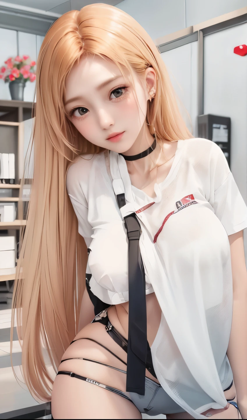 1girl,kitagawa marin, blonde and red hair,realistic,ultra detail, 70mm lens,