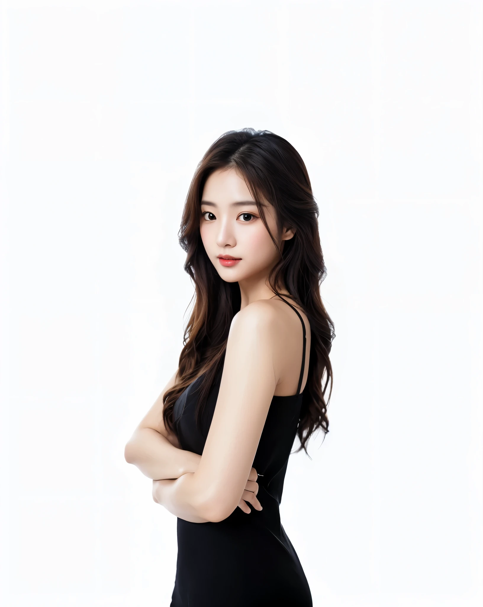 korean girl, very beautiful face, (photo realistic:1.4),(masterpiece, 4K, best quality, ultra detailed),studio shoot,pictorial,photography,realistic eyes, Ultra-Detailed Face, Detailed Lips, normal hand, glossy lips, glossy face, simple background