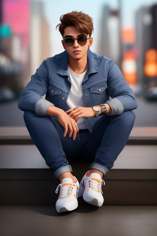 Create a 3D illustration of an
animated “Male” character sitting casually
on top of a social media logo “Instragram The character must
wear casual modern clothing such
as jeans jacket and sneakers shoes.
The background of the image is a
social media profile page with a user
name “lu_bunny_chalu” pictu
that match