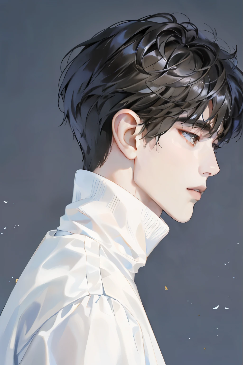 Close-up of a person wearing a white turtleneck sweater., inspired By Yanjun Cheng, Chai Sukun, Inspired by Jeon Seok Lee, inspired By Russell Dongjun Lu, By Yanjun Cheng, high quality vertical, realistic. cheng yi, By Russell Dongjun Lu, Inspiration from Zhang Han, The delicate androgynous prince, handsome stunning realistic
