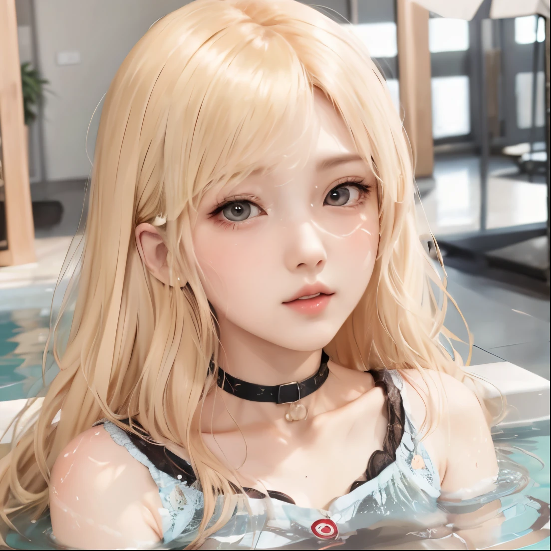 1girl,kitagawa marin, blonde and red hair,realistic,ultra detail, 70mm lens, 