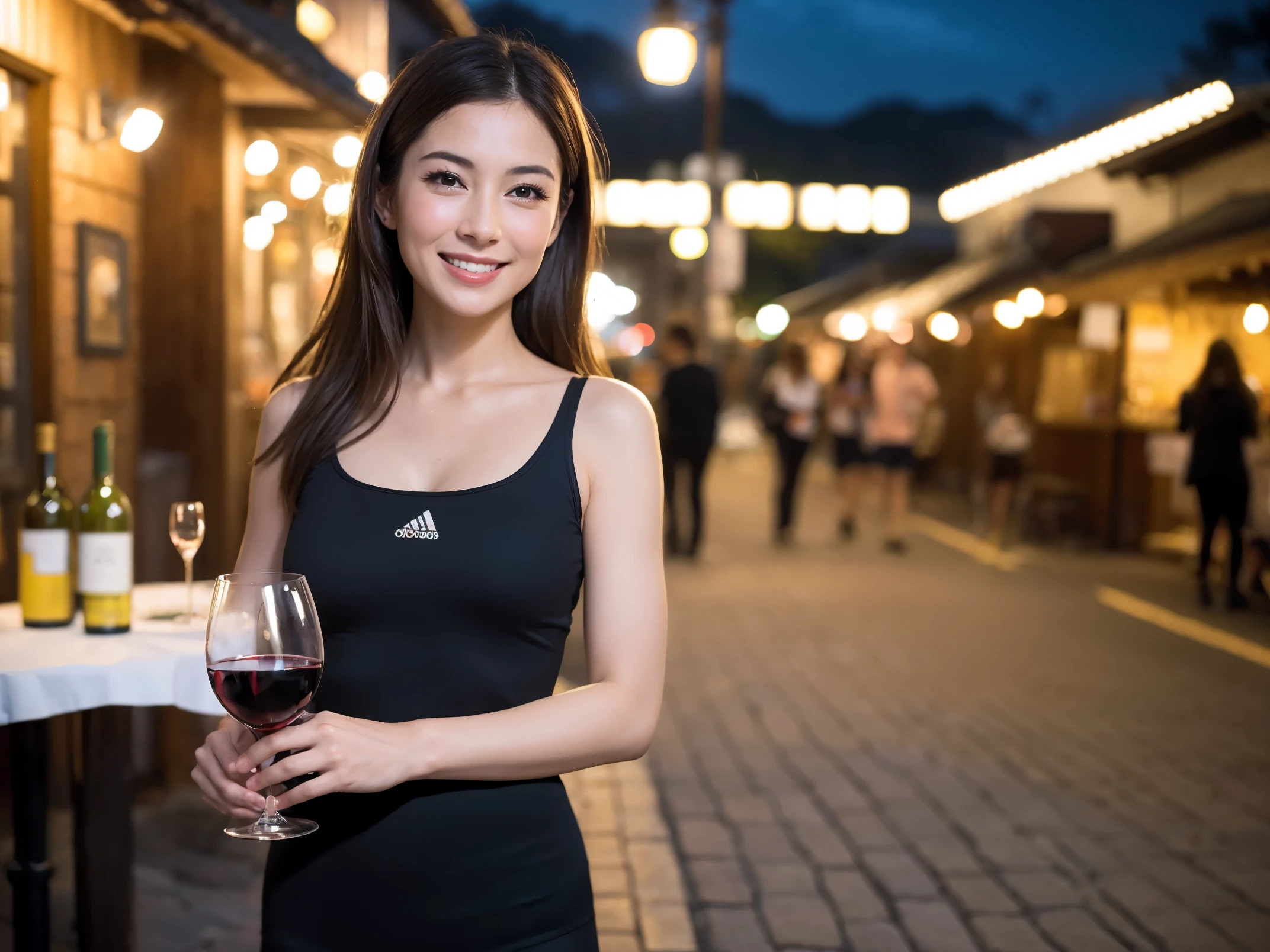 (64km race, nffsw, highest quality, pieces fly: 1.2), (realistic, realistic: 1.37), pretty woman 1, (slimな顔), (slimボティ), (brown hair), (shortcut), Colombian、Brazilian、Italian、Spaniard、Dutch、American、japanese woman、cheeks blush a little, (40 years old), 38 years old, alone, 窓の外には美しく緻密なnight景が広がります........., restaurant, wine glassに座って, nightに, in a prominent place (from the Upper body) nova frog style, actress, model, Upper body, White wine, slim, wine glass, とてもきれいなnight景, 真ん中に置かれたwine glass, smile, (smile: 1.15), beautiful long eyes, Upper body 全身, bust japan up, night, short, short, actress, model, Upper body, White wine, slim, wine glass, とてもきれいなnight景, 真ん中に置かれたwine glass, smile,