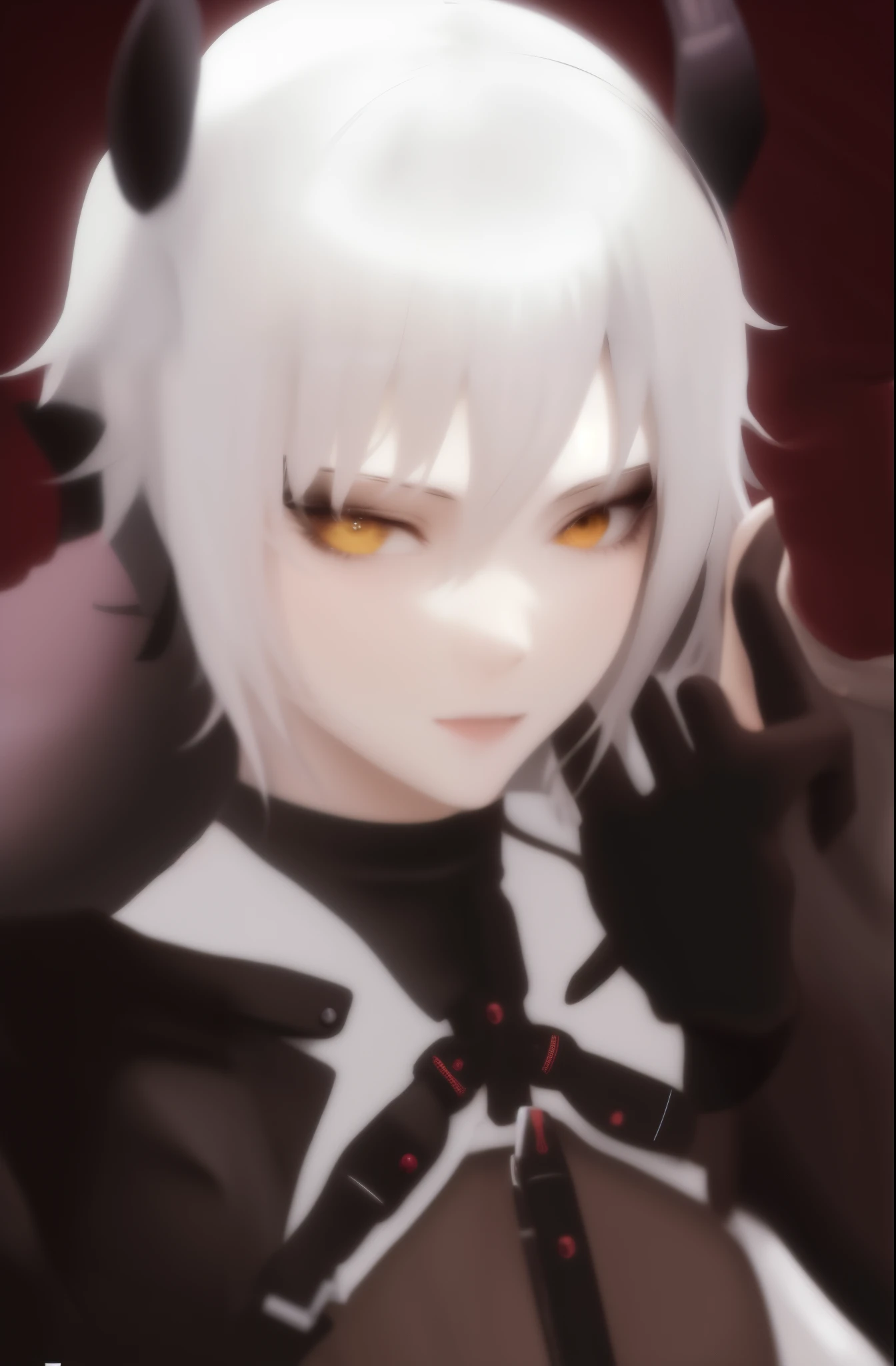her own left hand is touching the hair