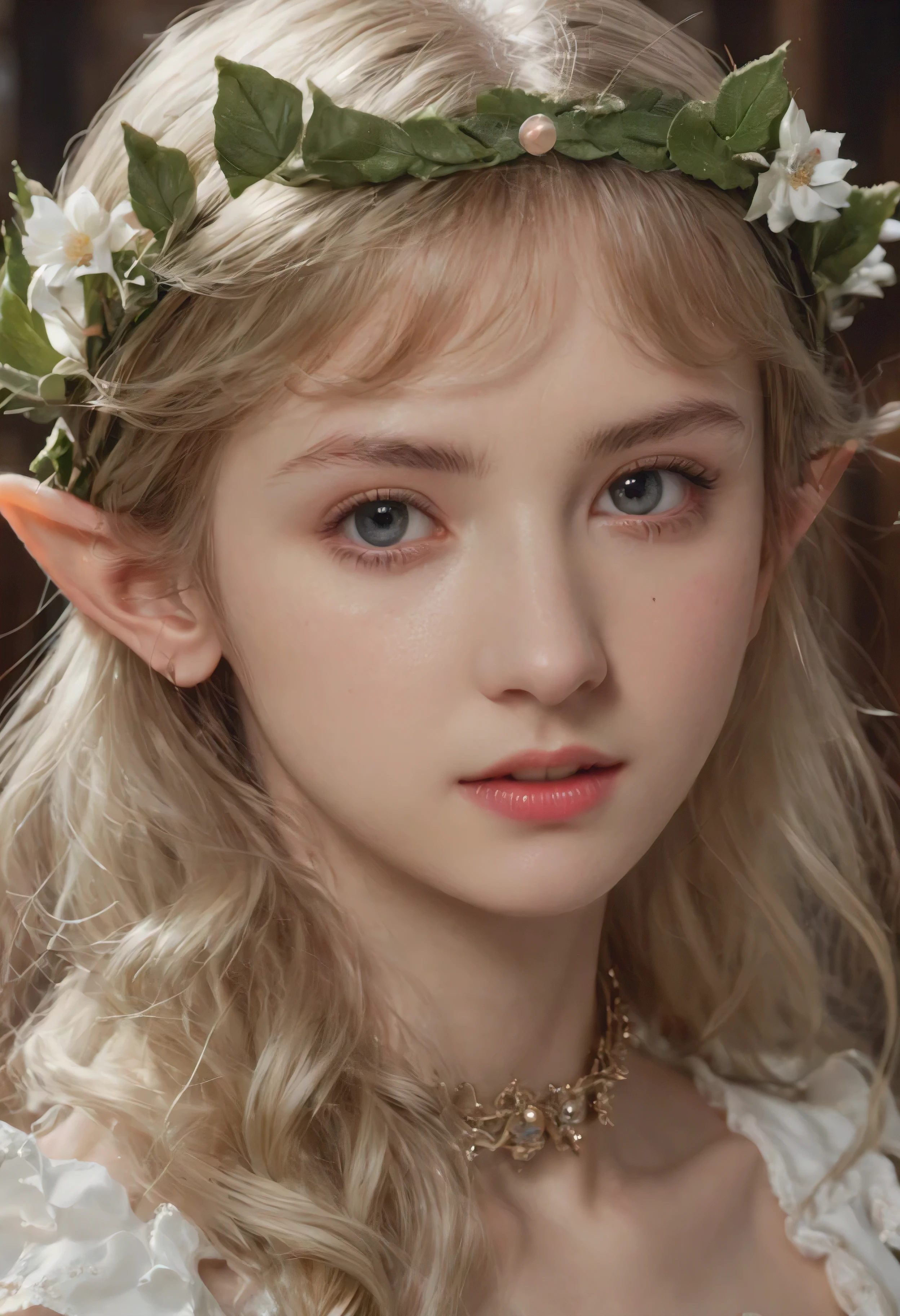(Masterpiece in maximum 16K resolution:1.6), (intricate detail:1.4), (extremely insane detail:1.4),(highest quality:1.3),(Hyper_realistic:1.3). | 16k UE5,editorial photograph, superfine, Depth of field, Nikon D850, Ultra-realistic, no contrast, clean sharp focus, professional, No blurring. | ((A close up view of pretty female elf):1.5), in victoria secret lingerie with white handgloves, a room full of delicate feathers, as delicate feathers floats around, each feather detailed and rendered with a masterful gouache technique, victoria secret ornament everywhere, great environment, subtly dark,victoria secret art behance,surreal, It gives a sexy aura. | ultra-realistic skin texture, ultra-realistic eyes glow, ultra-realistic hair texture, big eyes, clear double eye lids, eyelashes, ears out,Attractive proportions,golden ratio face, perfect face,lip gloss, pale lips. | (perfect_fingers:1.0), (perfect_legs:1.0), better_hands, More_Detail.