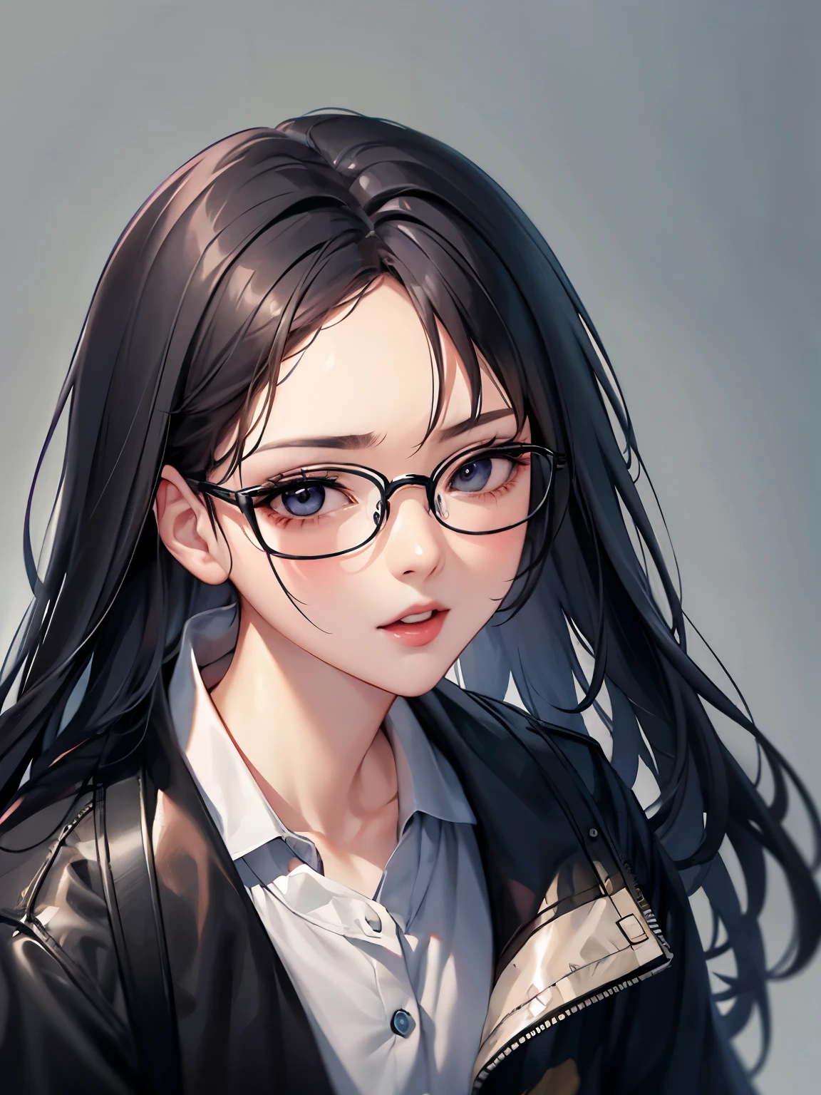 There's a guy wearing glasses、Woman in black jacket, Avatar profile picture, Cui Xianhua, xintong chen, Wearing small round glasses, gongbi, wear glasses, 28 years old, Minami Zaiwa, round face, wenfei ye, 27 years old, Inspired by Kim Chung Hee, louise zhang, Jung Sang-soo