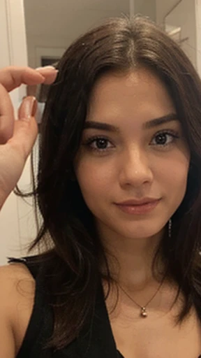 RAW, selfie of a beautiful woman, doing ok sign with her fingers