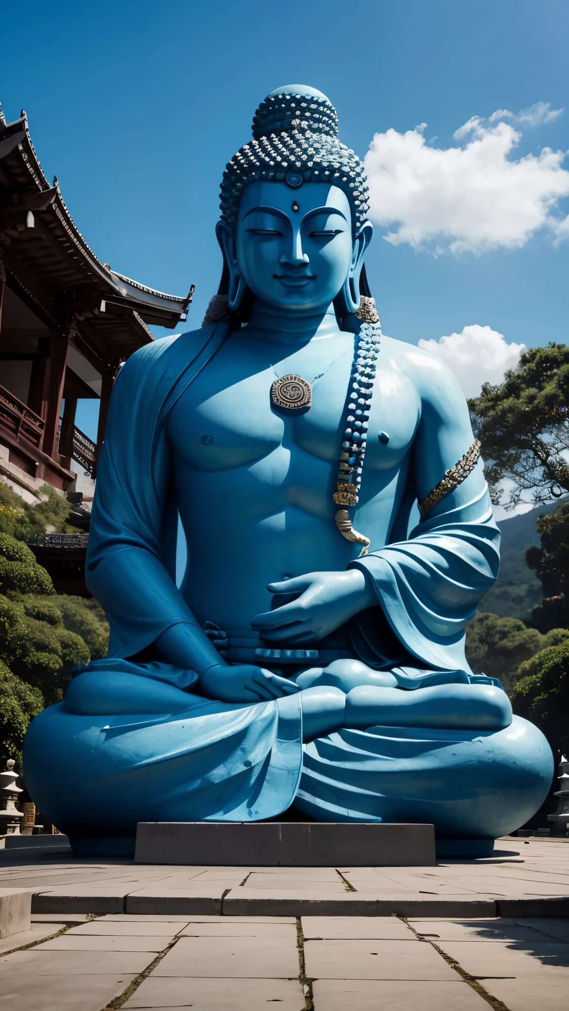 blue big buddha，Buddha statue，Lord Shiva，dreadlocks，male，New Year