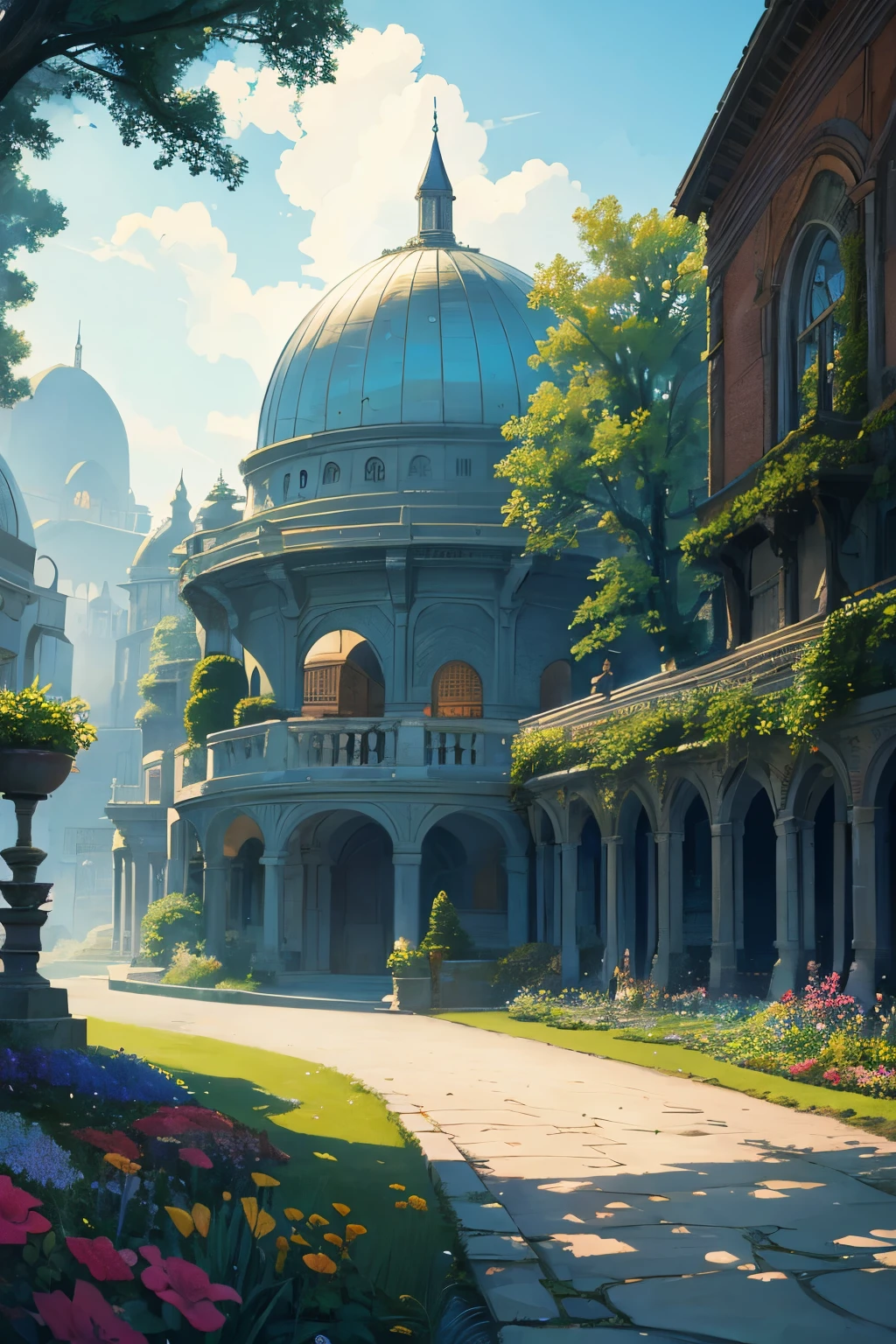 background, fantasy, excellent, fantasy, garden, domes, Do not draw people