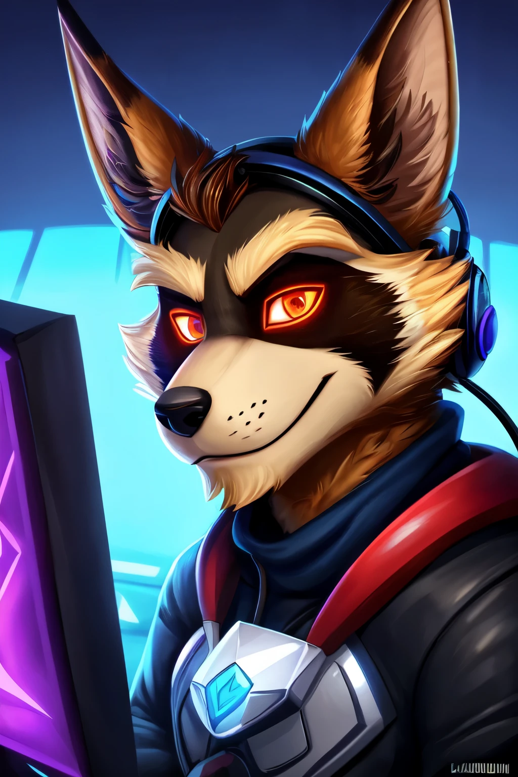 a close up of a man with headphones on his head, bravas, avatar for website, video game avatar, esports logo, avatar image, twitch streamer / gamer ludwig, asmongold, bearded, game logo, jerma 9 8 5, jerma985, looks like jerma985, discord profile picture,a close up of a raccoon on keyboard with glowing eyes, a digital painting by Kanbun Master, reddit, furry art, digital fox, hackrobat!!!, hacker, racoon, jackal, cybercat, hypdertailed, hyperbeast design, discord profile picture, anthropomorphic racoon, protogen, rocket raccoon