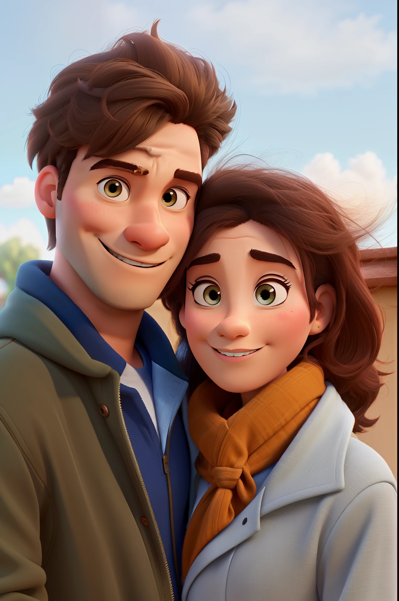 couple man and woman in Disney Pixar style, high quality, best quality