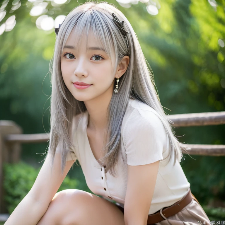 One girl, That will happen, View your viewers, Gray Hair, there is nothing, Cat ear, Cat's Tail, White shirt, Open clothes, Russian cities, ba-shiroko