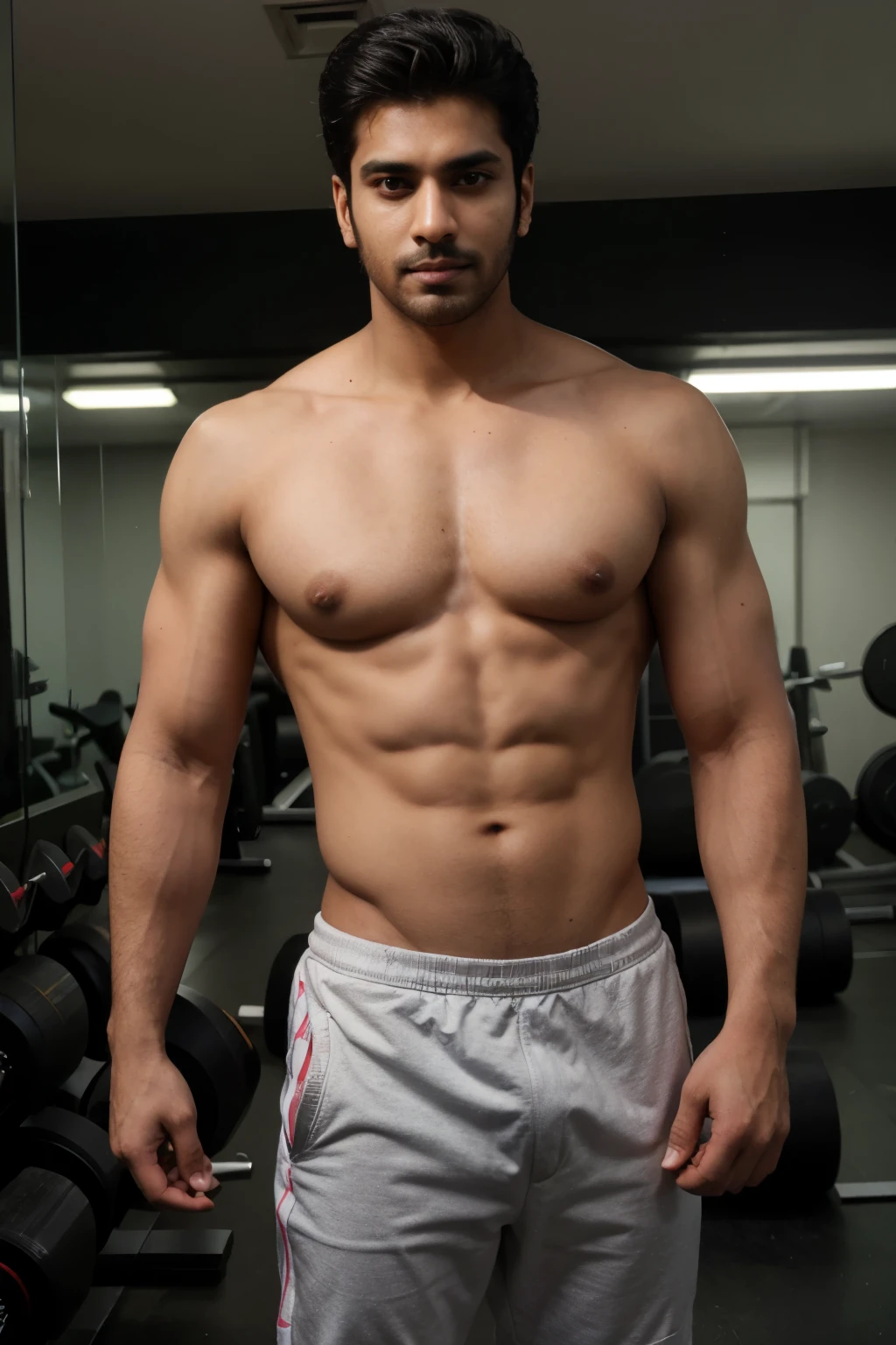 A Indian guy handsome good looking instgram DP, short hair , in the gym 