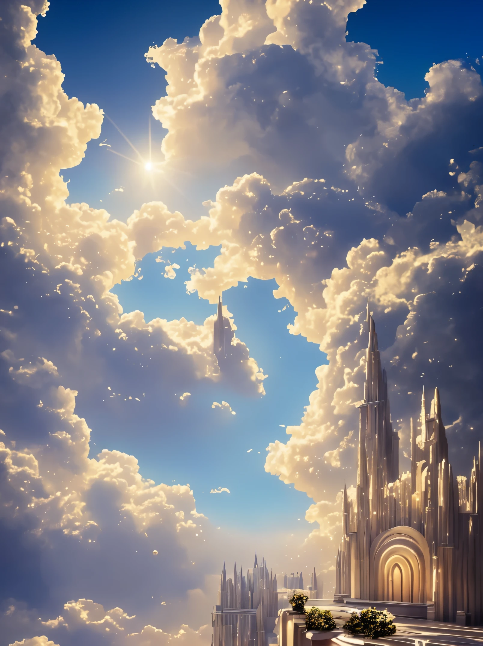 Cloud World, angels fly around, Majestic gates and pillars, sun and stars, in heaven,
masterpiece, highest quality, super detailed,
Sidon, Sidon Style
(realistic), very delicate and beautiful, Depth of bounds written, film grain, professional lighting,
photon mapping, radio city, Physically based rendering,