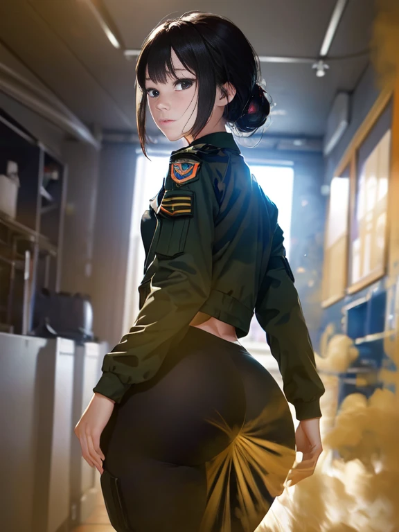 ((velocity)),Attacked by farts, (((Women farting))),(girl farting while stand)),frowned,velocity,(blushing))(a female doctor), (wearing a doctor's clothes and a stethoscope around his neck),(standing facing this way),(her butt facing this way)) (pony tail black hair),(Asian woman),(doctor's room),(masterpiece:1.2、top-quality)、(the Extremely Detailed CG Unity 8K Wallpapers、ultra-detailliert、Best Shadows)、(细致背景)、(The best lighting、extremely delicate and beautiful)、depth of fields、1girl in、独奏、upward looking gaze、