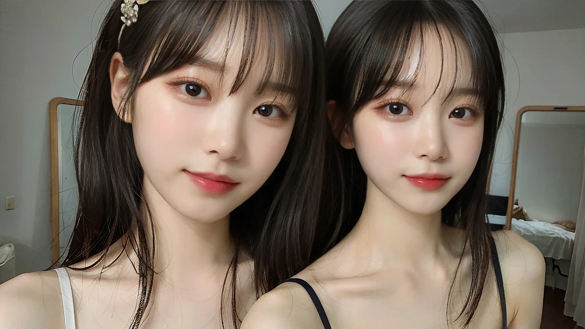 (16k、original photography、quality、​Masterpiece)、(actual、realism)、super detailed、ultra high resolution、1、Different opinions beautiful and delicate face、a smile、shrink、(slim waist) Beautiful and delicate skin、texture、flowing hair、professional lighting、、Description of and、条纹Description of and、bath