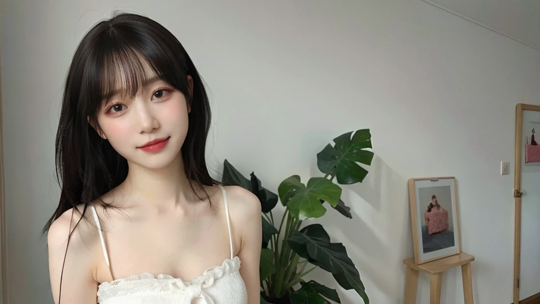 (16k、original photography、quality、​Masterpiece)、(actual、realism)、super detailed、ultra high resolution、1、Different opinions beautiful and delicate face、a smile、shrink、(slim waist) Beautiful and delicate skin、texture、flowing hair、professional lighting、、Description of and、条纹Description of and、bath