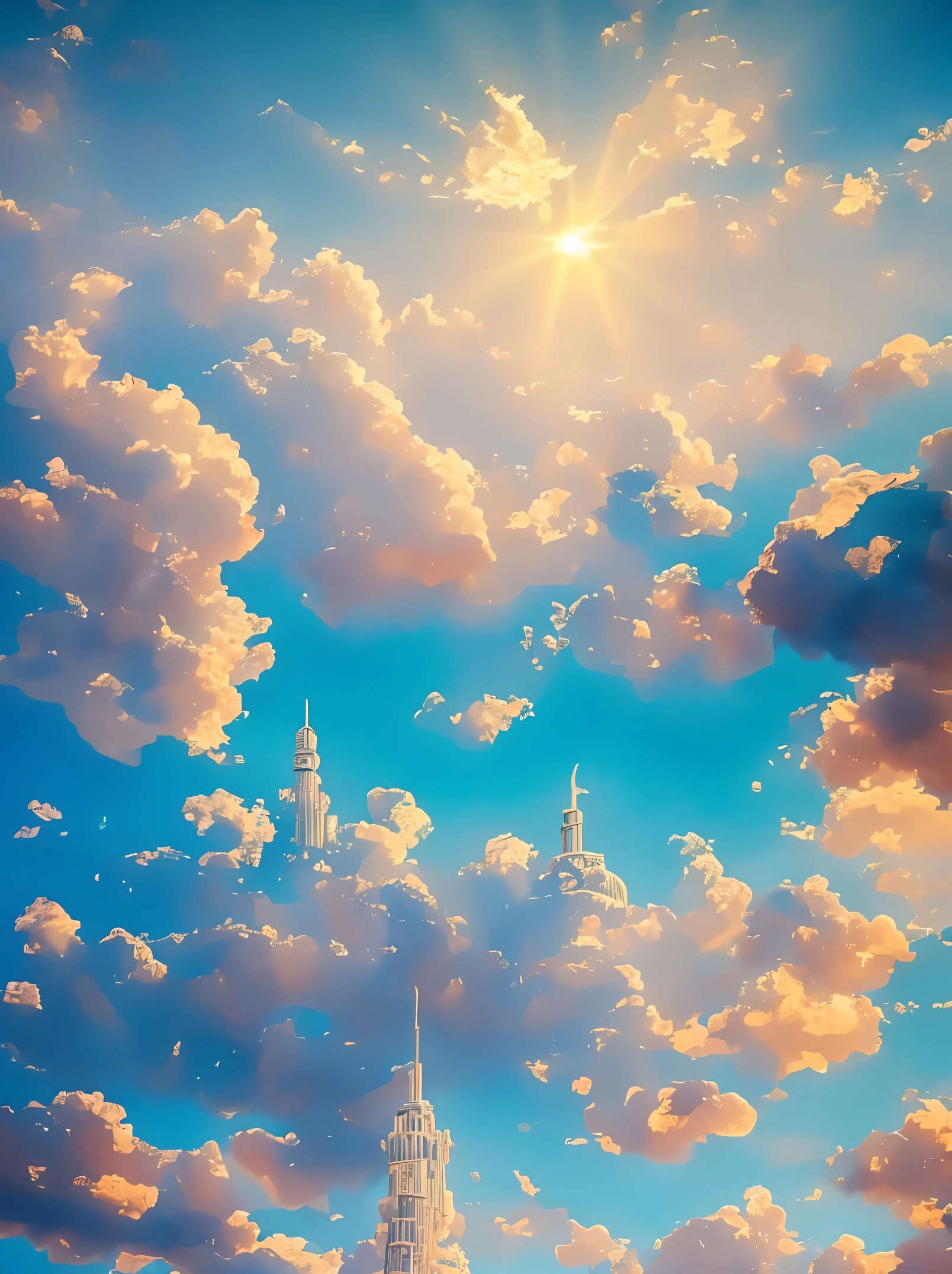 pale rainbow clouds, Cloud World, angels fly around, Majestic gates and pillars, sun and stars, in heaven,
masterpiece, highest quality, super detailed,
Sidon, Sidon Style
(realistic), very delicate and beautiful, Depth of bounds written, film grain, professional lighting,
photon mapping, radio city, Physically based rendering,