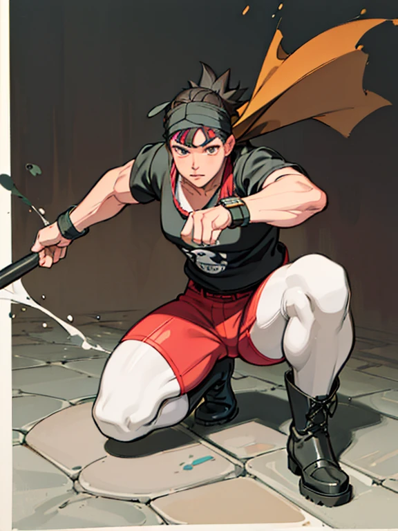 A detailed illustration furry wolf immensely plump morbid extremely thick thighs wearing only red swim trunks, He wears a bandana around his neck, long military boots, several nordic bracelets on the wrist, torn and dirty t-shirt he holds a baseball bat full of huge steel spikes
, Design de camiseta, Splashing Tree Leaves, Design de camiseta, pastel tetradic colors, arte 3D vetor, fofo e peculiar, arte de fantasia, efeito aquarela, Bokeh, Ilustrador Adobe, handdrawn, pintura digital, baixo poli, soft lighting, Aerial view, isometric style, retro aesthetics, focado no personagem, 4k resolution, photorealistic rendering, usando Cinema 4D