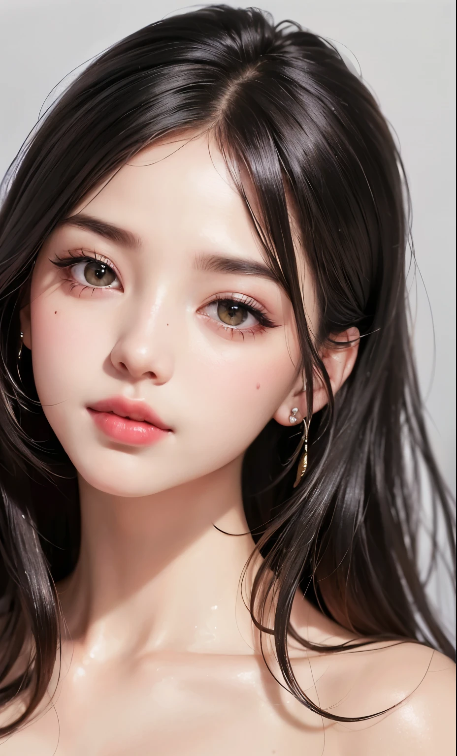 (8k, original photo, lifelike: 1.25), (lip gloss, eyelash, shining face, shiny skin, best quality, ultra high resolution, depth of field, Color difference, Caustics, Wide range of lighting, natural shadow, kpop idol) Looking at the viewer with the calmness and happiness of a goddess,