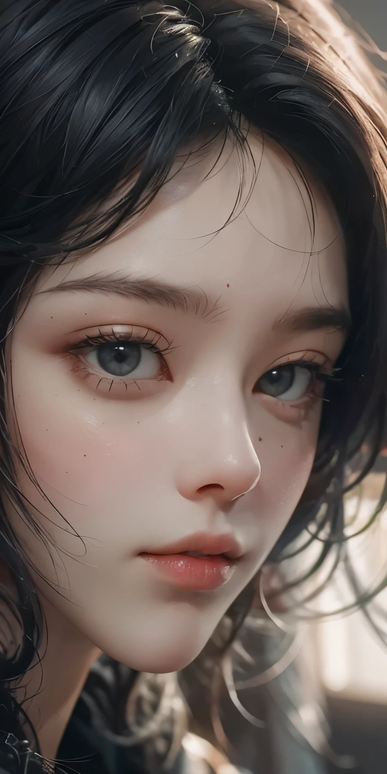(8k, best quality, masterpiece: 1.2), (Reality, photo Reality: 1.37), best quality, masterpiece, Unite, extremely delicate and beautiful, Pure desire for the wind, Very detailed, Astonishing, detailed details, masterpiece, best quality, Very detailed, beautiful girl, Very detailed Eye and face, beautiful detailed Eye, Menko, white hair,Symmetrical front view close-up head shot, Eye, symmetrical face, Very clear focus, lifelike, Award-winning matte painting, movie lighting, octane rendering, Unreal Engine dimensioning, dtx, (ulzzang-6500:1.6)