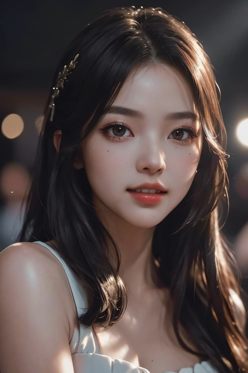 (masterpiece, best quality, beautiful quality, lifelike, looking at the audience, detailed lighting, extremely fine skin, extremely fine hair, extremely detailed teeth, shadow, 8k:1.2), (photo of a woman, 1 girl:1.2),