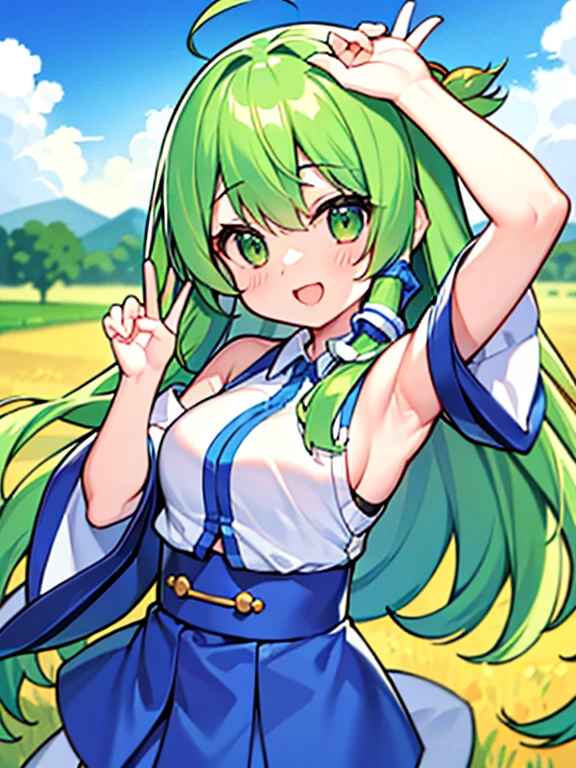 best quality、Sanae Dongfeng Valley(green hair)JK