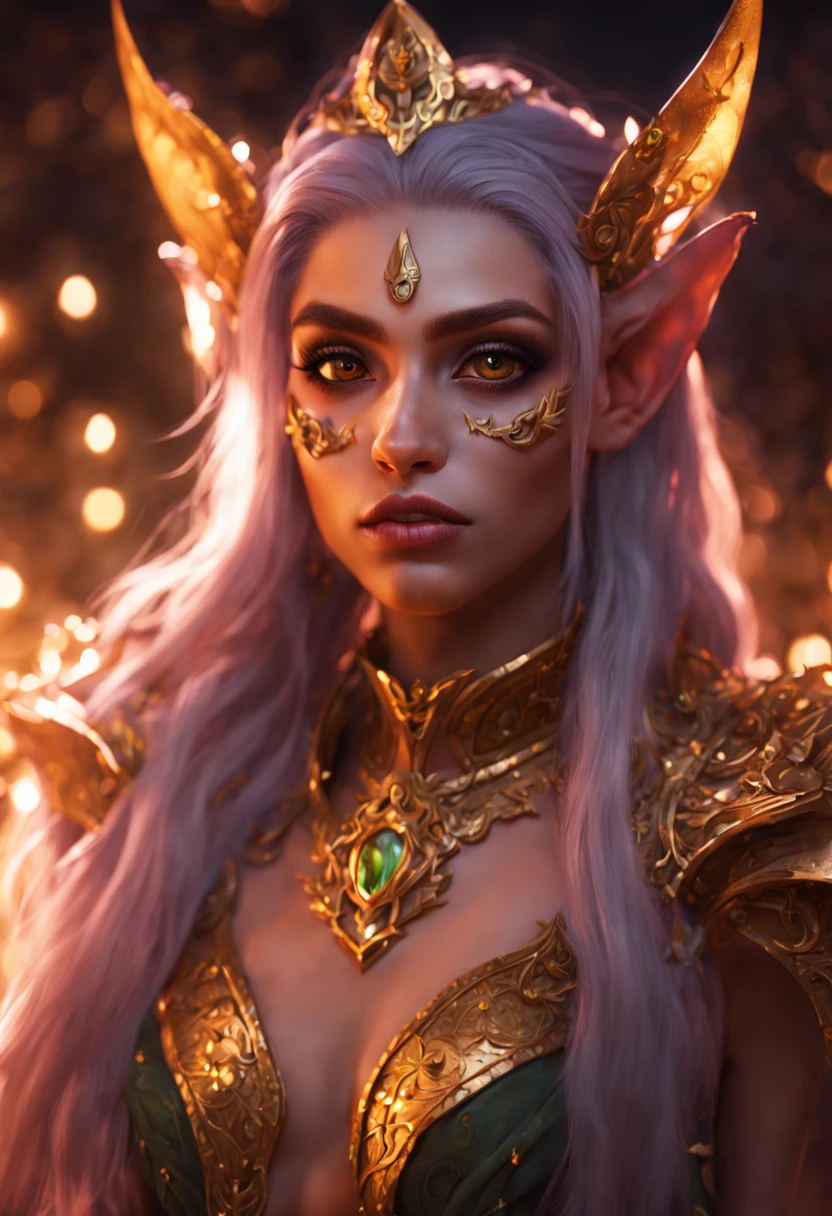 An portrait of a night elf hyperdetailed, volumetric lighting, golden hour, fairycore, deep color